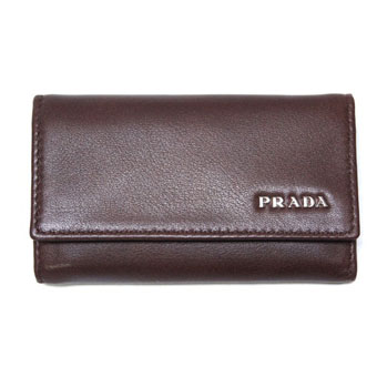 PRADA プラダ キーケース コピー 2M0025 6連キーケース キーホルダー シルバーロゴ VITELLO 1 NOCCIOLO カーフチェスナット（ブラウン）